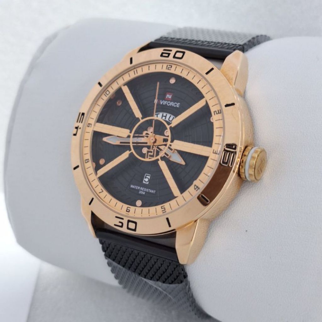 Jam Tangan Pria NAVIFORCE 9155 Analog Rantai Pasir Stainless Steel Original