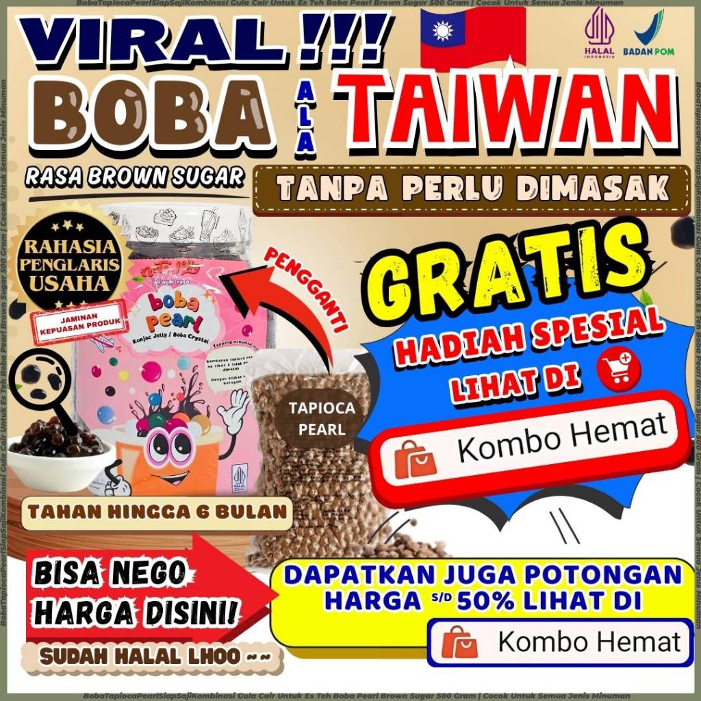 BobaTapiocaPearlSiapSajiKombinasi Gula Cair Untuk Es Teh Boba Pearl Brown Sugar 500 Gram | Cocok Unt