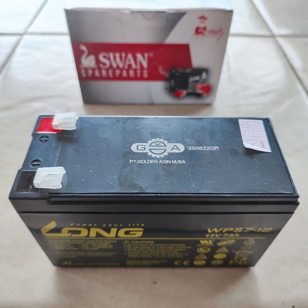 SWAN Long Golden Agin Aki Accu Battery Baterai Tangki Sprayer Elektrik UPS 12V 7AH 12 V 7 AH Ampere