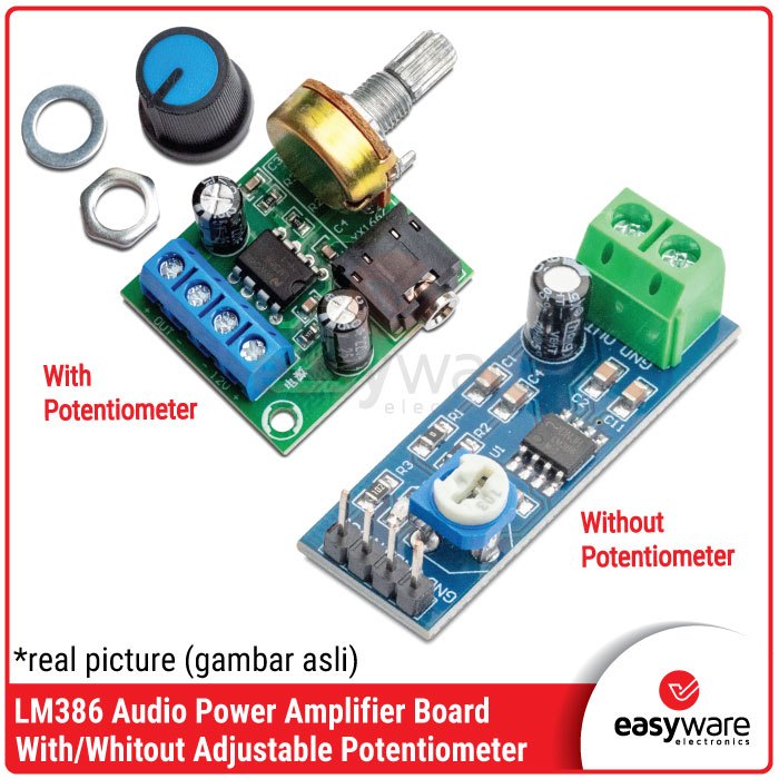LM386 AUDIO AMPLIFIER MODULE LM386 MODULE AMPLIFIER WITH / WITHOUT ADJUSTABLE POTENTIOMETER