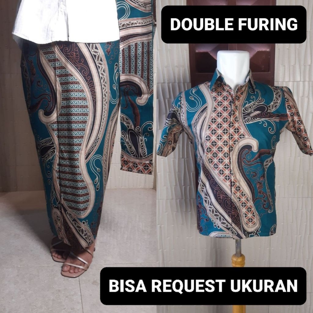 KEMEJA & ROK DOUBLE FURING PREMIUM / BAJU SERAGAM BATIK COUPLE PASANGAN SARIMBIT KELUARGA CUSTOM ANA
