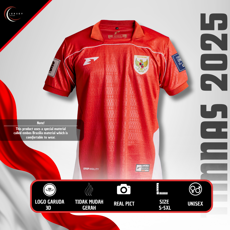 Jersey Timnas Indonesia 2025 Erspo Grade Ori baju bola timnas Unisex