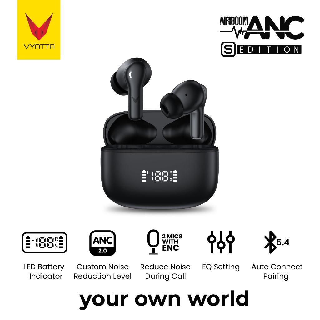 CUCI GUDANG VYATTA AIRBOOM ANC S 3 TWS Bluetooth - Black