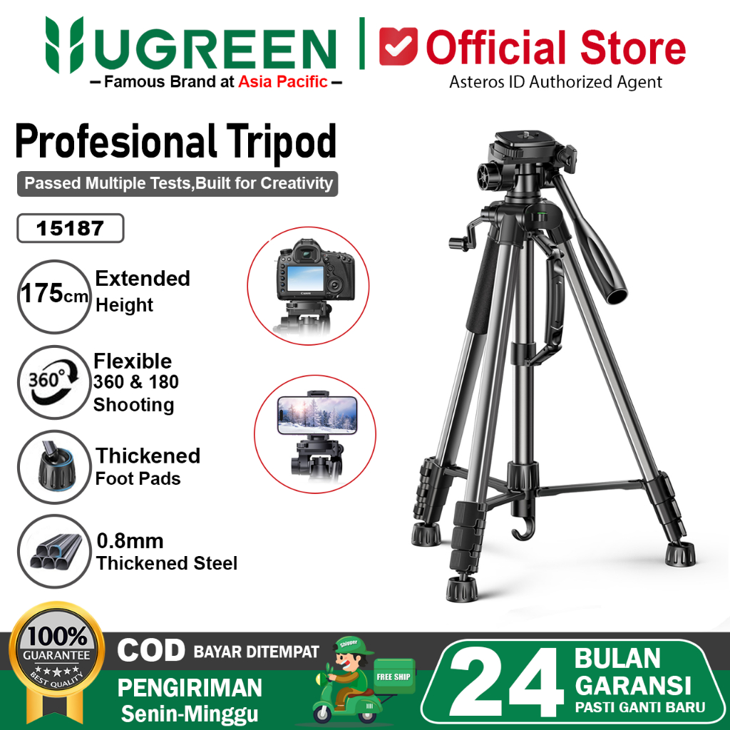 UGREEN Professional Tripod Camera HP Monopod Portable Kamera DSLR dan Smartphone