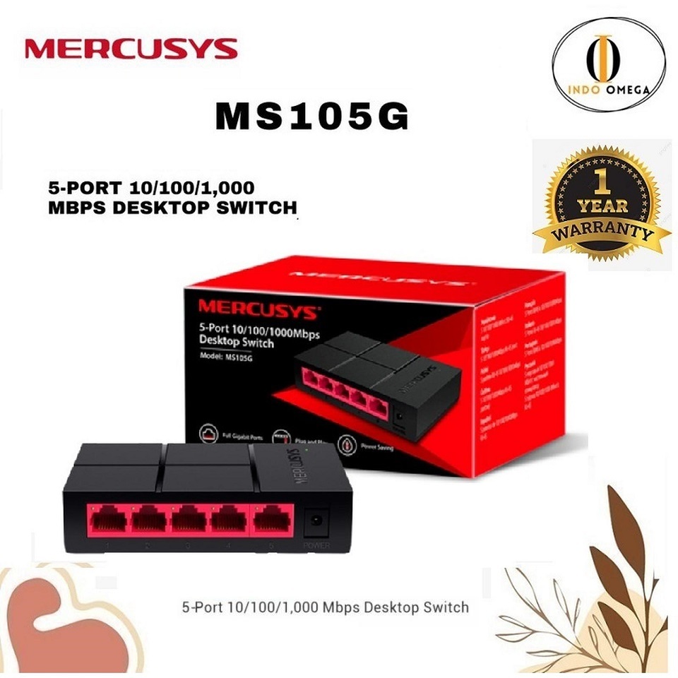 Mercusys MS105G Desktop Switch 5-Port 10/100/1000 Mbps HUBSwitch MS105G MS105