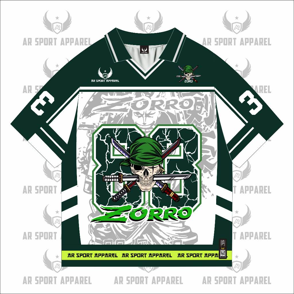 (Gratis Lanyard, Stiker) AR SPORT Baju Jersey Anime One Piece Unisex Oversize Boxy  Roronoa Zoro