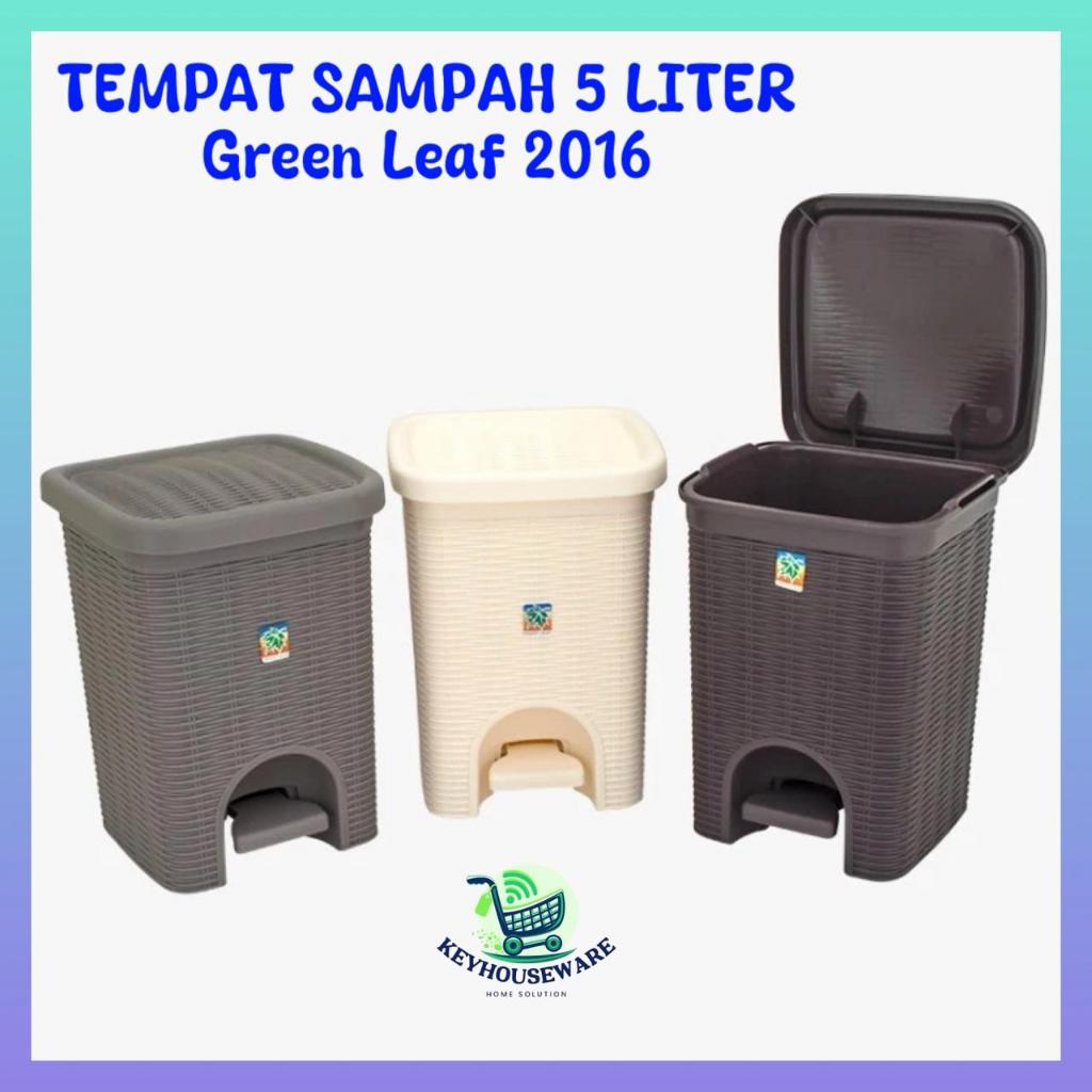Tempat Sampah Injak 5 Liter Tutup Silva Dustbin Kotak 2016 Green Leaf / Tempat Sampah Injak
