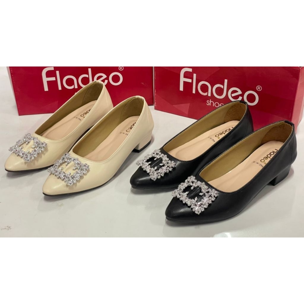 Flat shoes pantofel wanita heels 3cm fladeo L03 trendy hak tahu terbaru