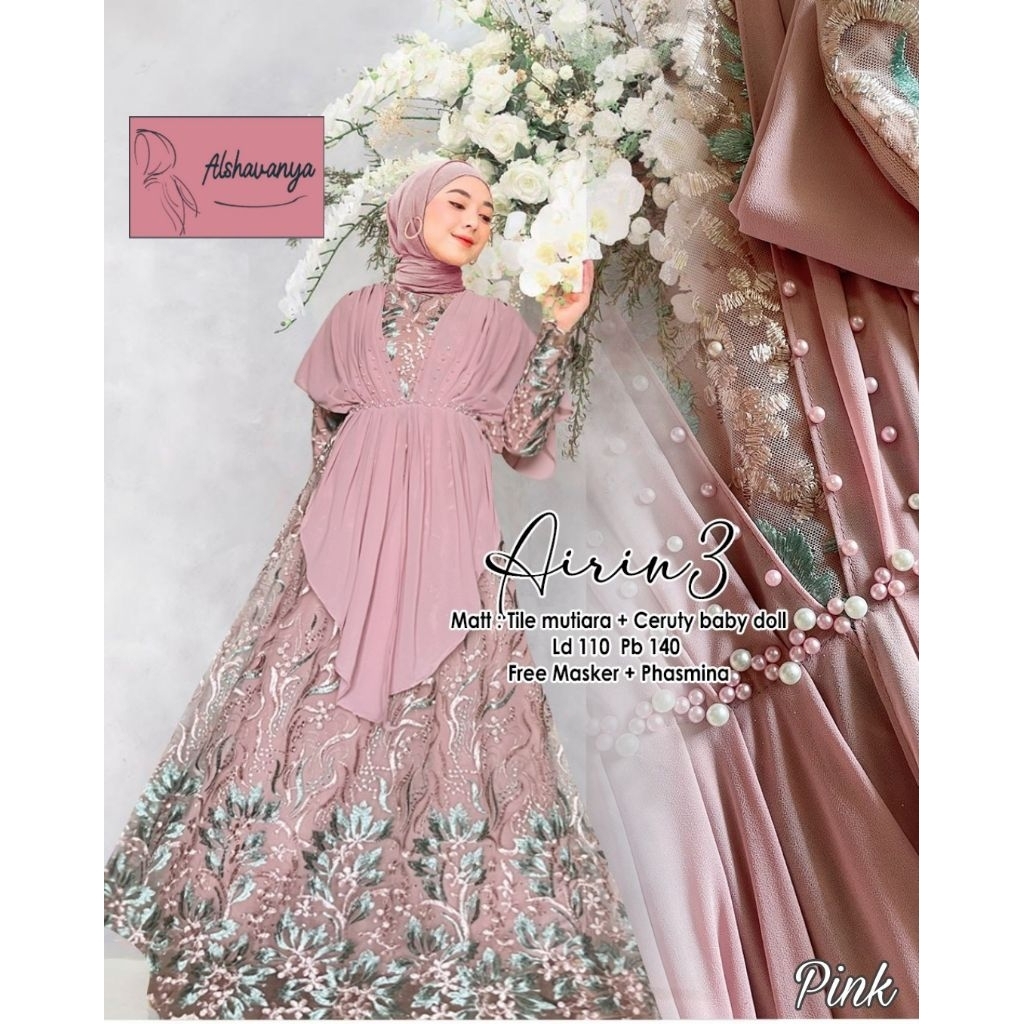 Airin Dress by Alshavanya Gamis Tille Mewah Gamis Pesta Premium Gamis Tille mutiara Gamis Pesta Mewa
