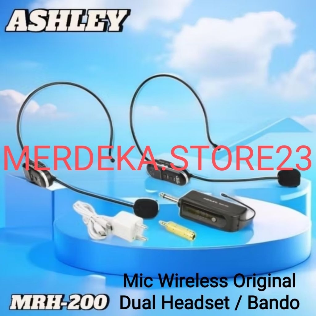 NEW Microphone Wireless Bando ASHLEY MRH 200 | ASHLEY MRH-200 Dual Mic Wireless Headset LCD Display 