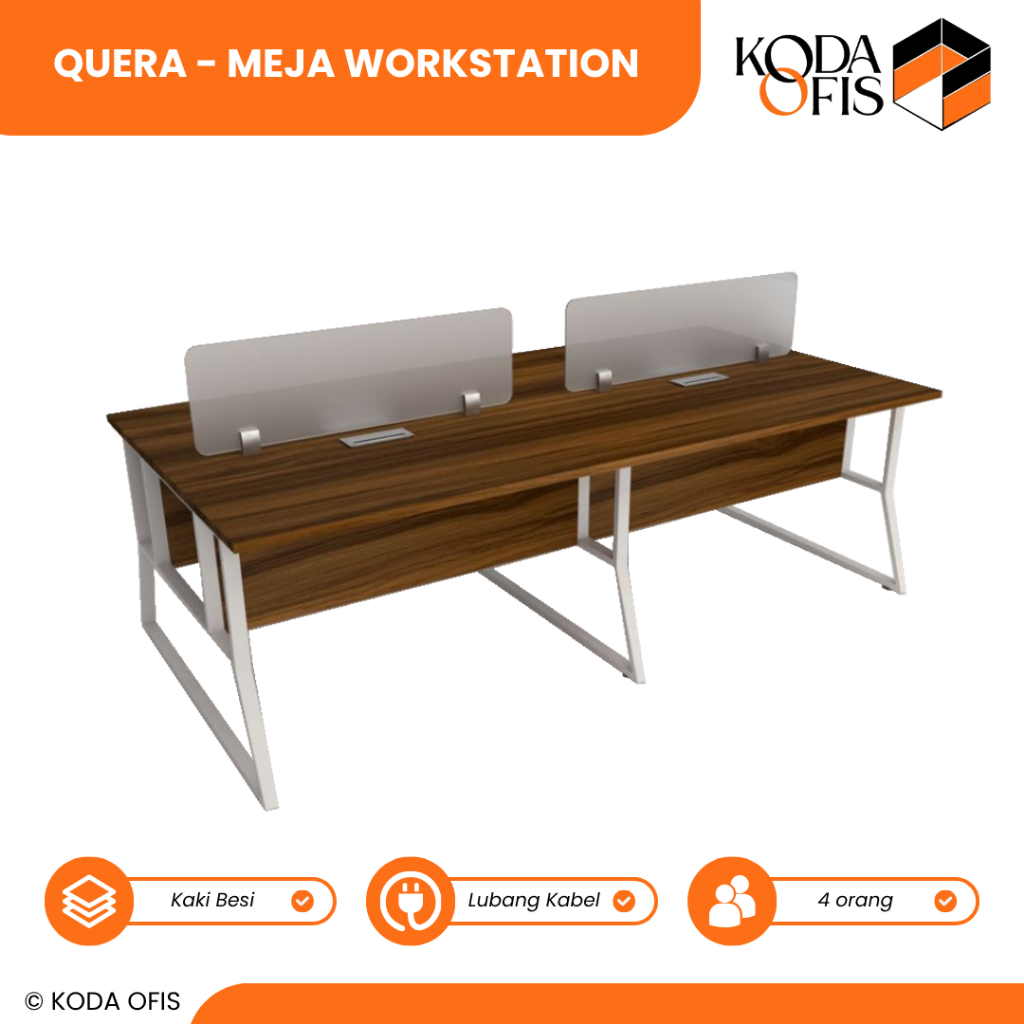 KODA Meja Kerja Kantor Workstation 4 Orang Kaki besi