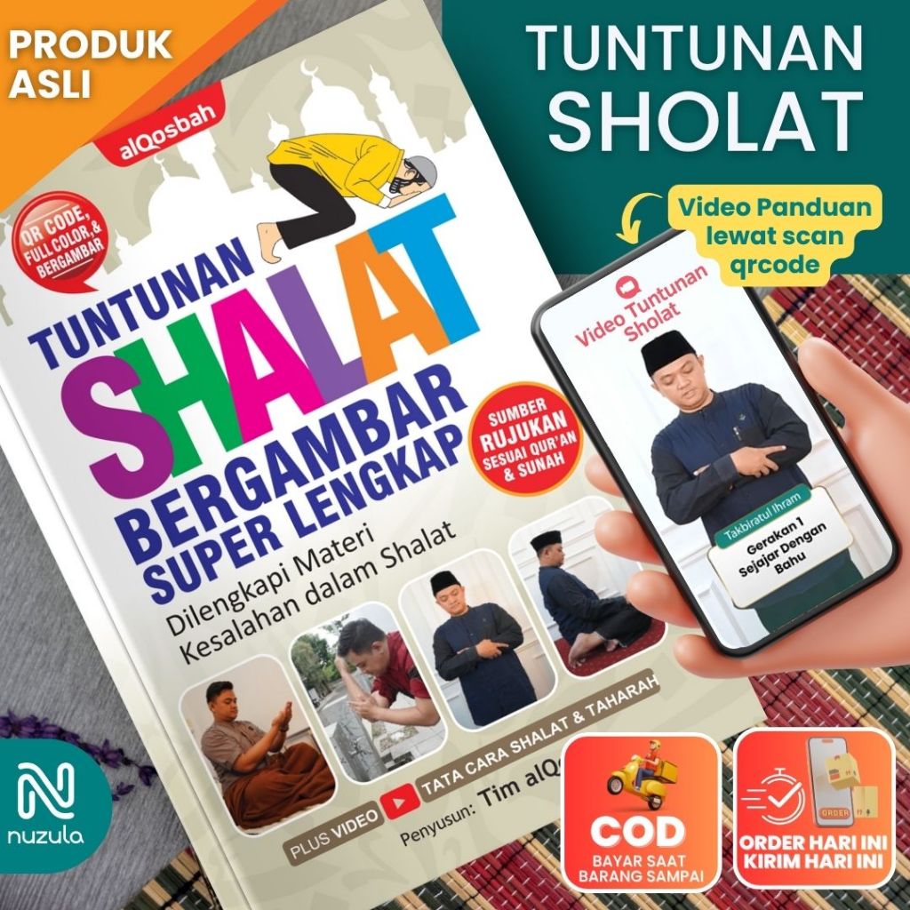 Buku Tuntunan Bacaan & Gerakan Sholat Lengkap Berwarna & Bonus Video Panduan Shalat