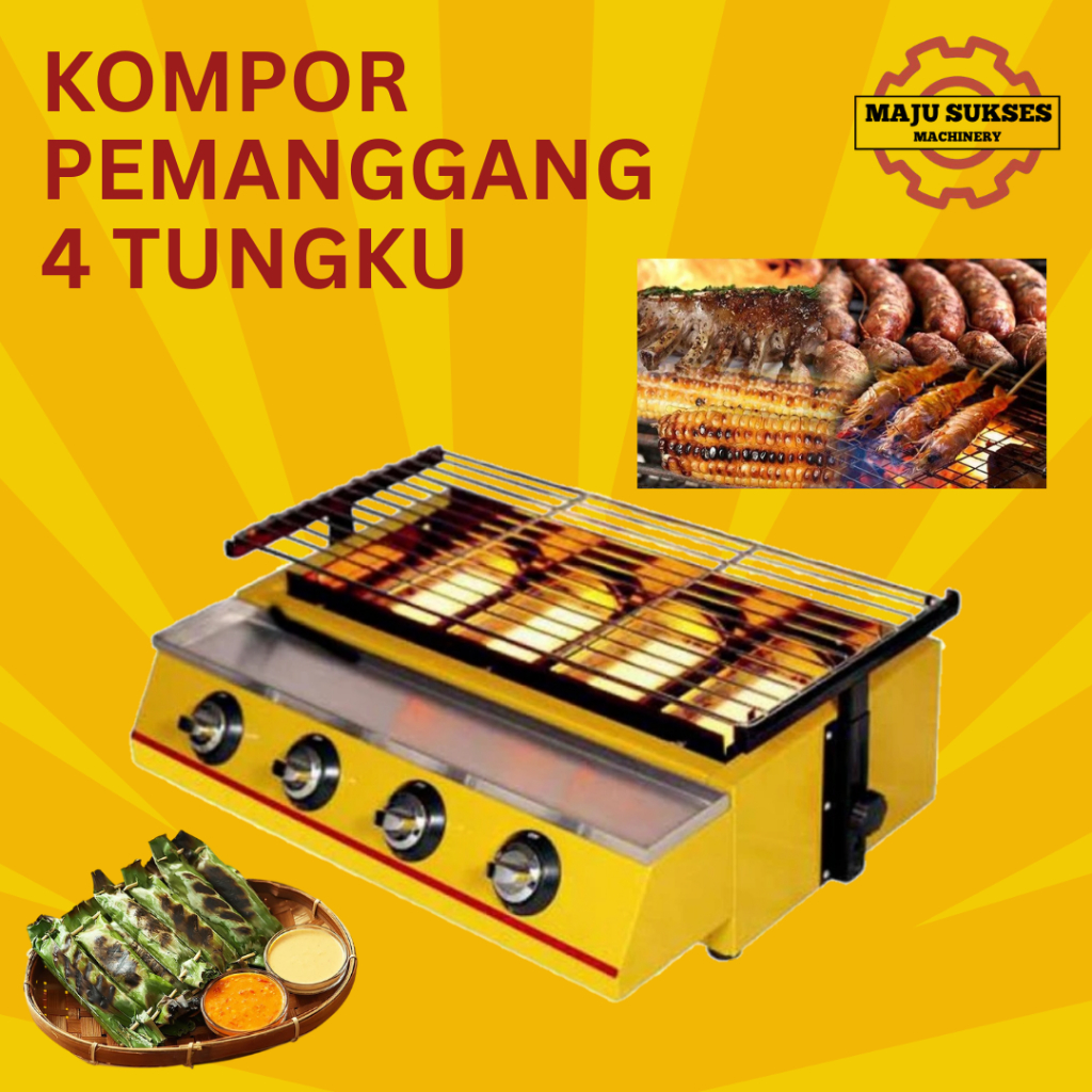 Kompor 4 Tungku Portable Bakar Sosis Pemanggang
