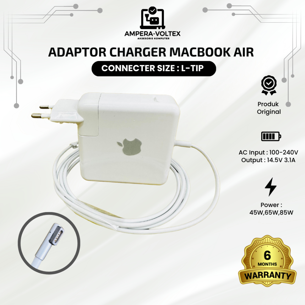 Adapter Charger Mac Pro & Air 2008-2011 MS1 45W 65W-85W A1374 Magsafe 1 L Tip