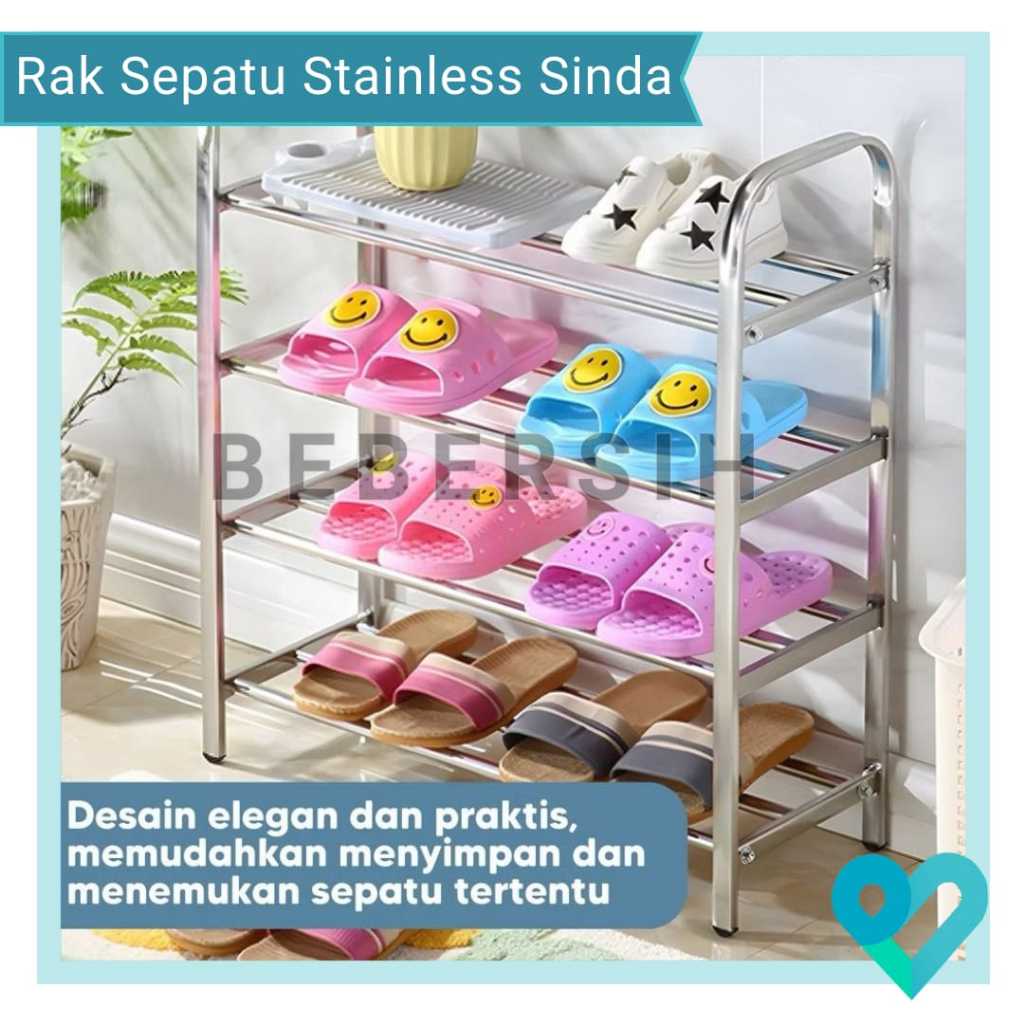 Rak Sepatu Stainless Sinda 3 Susun 4 Susun/ Rak Sepatu Susun Stainless Kuat Premium