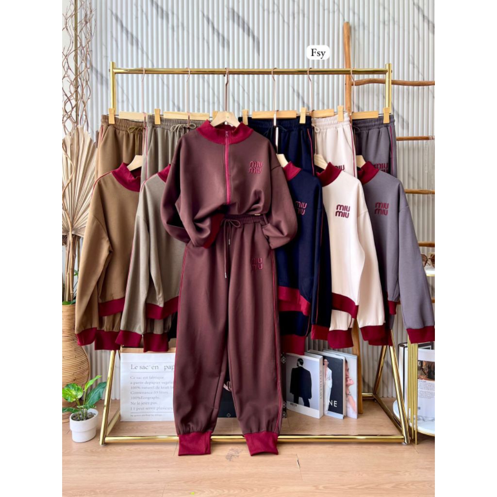 NewArrival#A03.29K Setelan Bangkok Premium Import - OneSet Kaos Bangkok MiuMiu + Celana Jogger Bangk