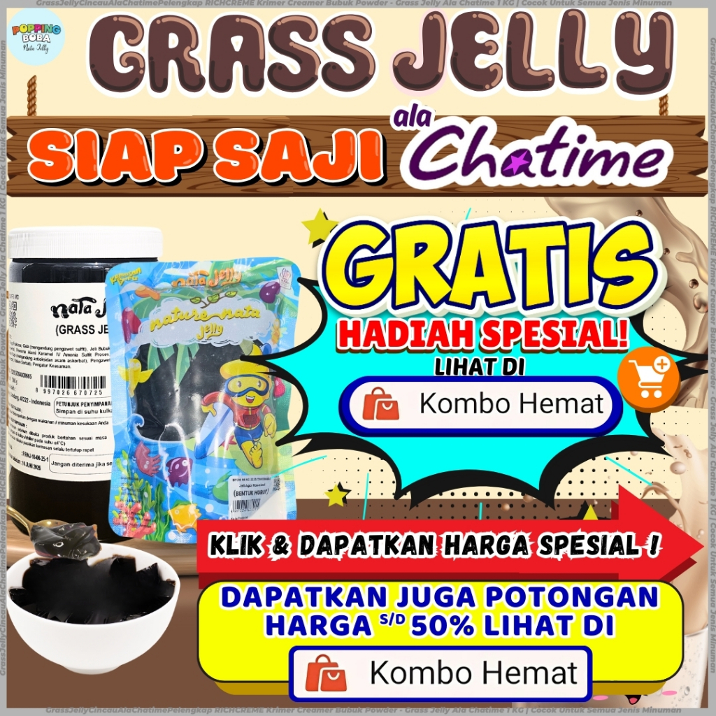 GrassJellyCincauAlaChatimePelengkap RICHCREME Krimer Creamer Bubuk Powder - Grass Jelly Ala Chatime 