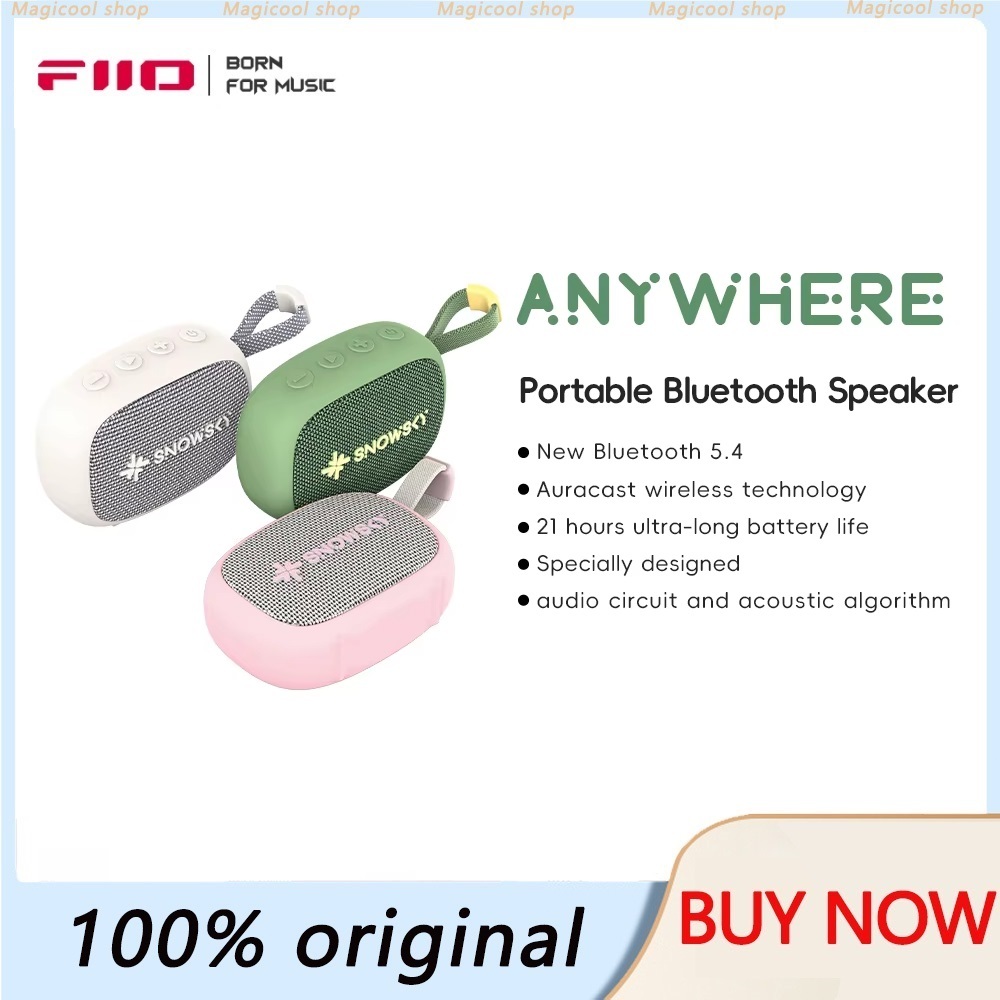 FiiO Snow Sky Anywhere, Portable Bluetooth Speaker: 21H Playtime, Auracast Wireless Stereo Pairing
