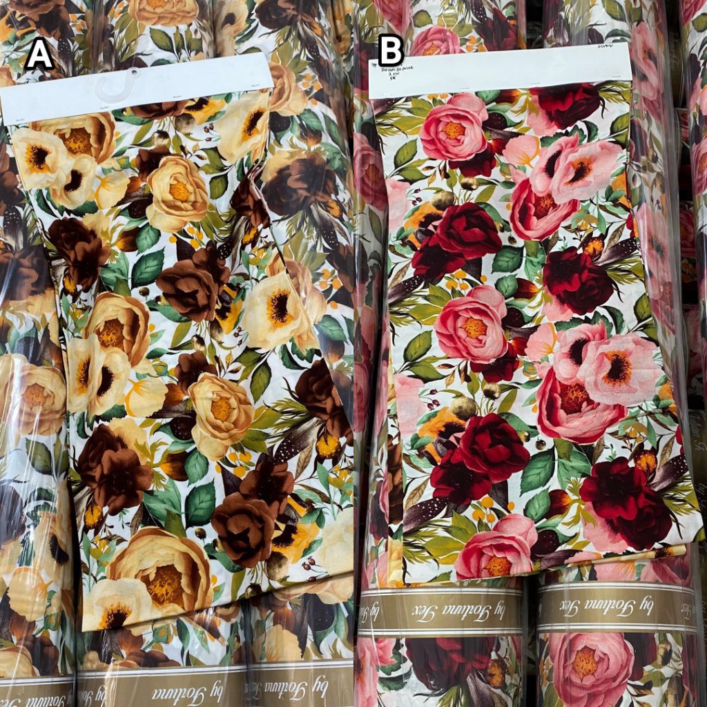 Bahan kain rayon motif bunga kain rayon viscose premium