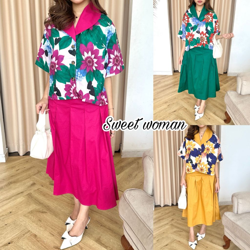 Sweet woman - set rok wanita bahan katun jepang
