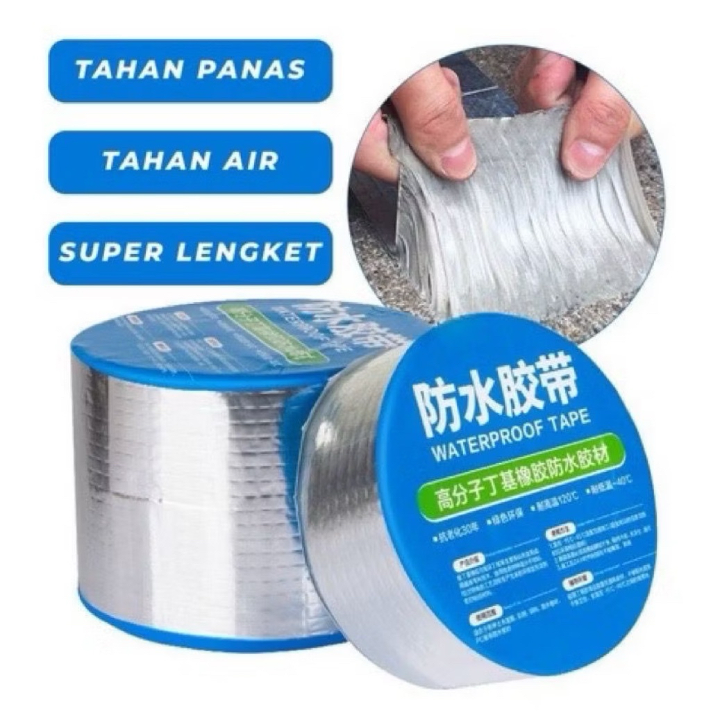 (GROSIRAN) Lakban Anti Bocor Aluminium Foil Waterproof Lem Tahan Panas Super Lengket