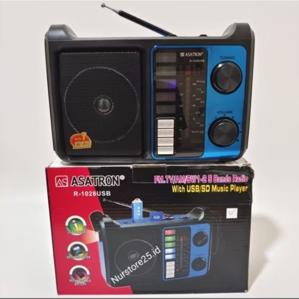Radio Speaker ASATRON AC/DC 1028 SD CARD Usb Senter Besar