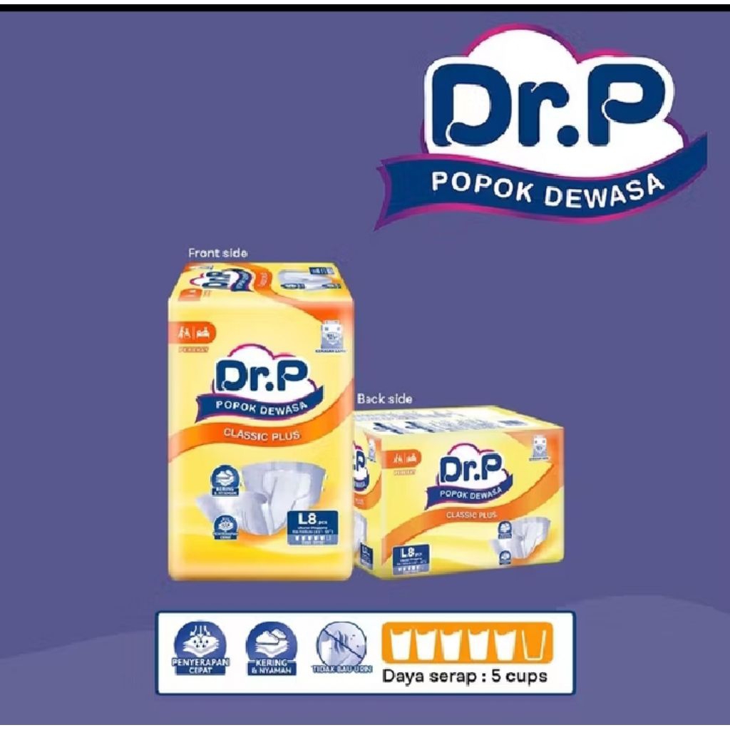 DR P DR.P CLASSIC PLUS DIAPERS SIZE M, L, XL POPOK PEREKAT DEWASA LANSIA ORANG TUA
