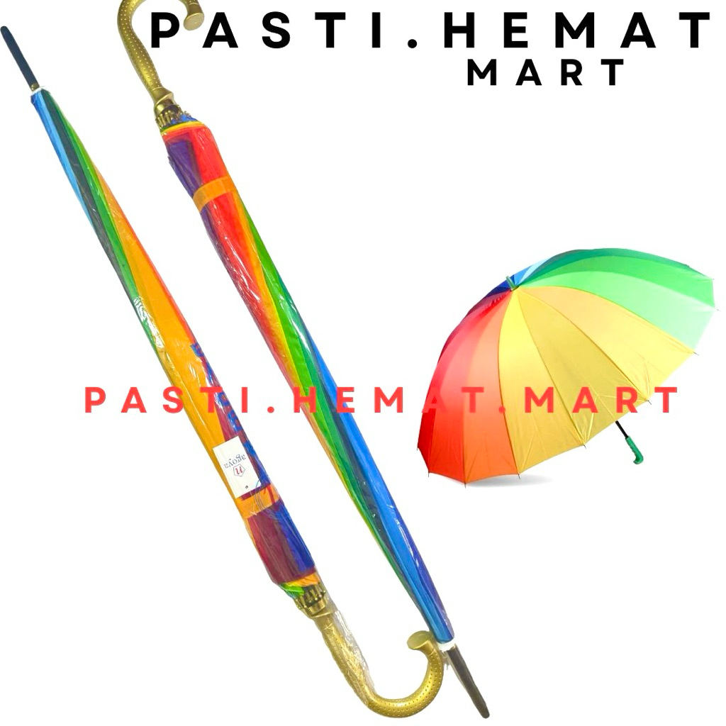 Payung Jumbo Premium Motif Pelangi | Satin Anti UV