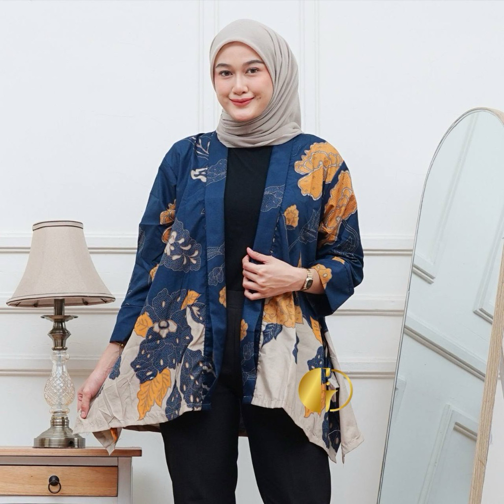 Outer Batik Wanita Exclusive Model Asimetris | Atasan Batik Modern Long Cardigan Casual