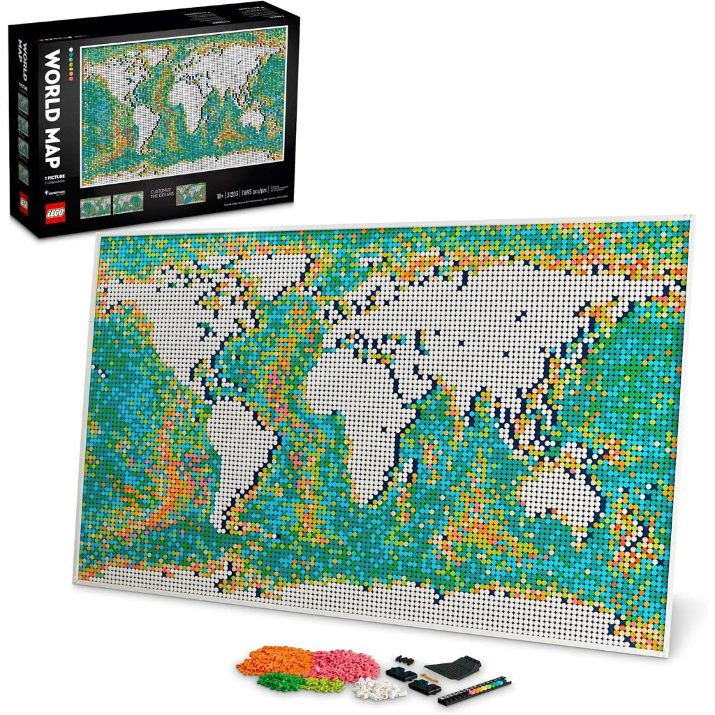 LEGO Art World Map 31203 Building Set - Collectibe Wall Art for Adults, Featuring Accompanying