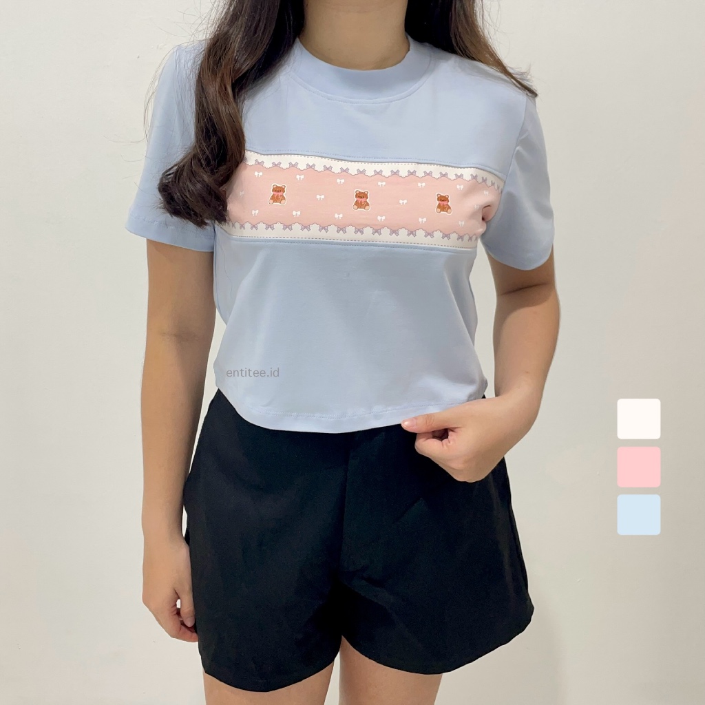 Baby Tee Bear | Crop Top Bear | Korean Top | Kaos Crop Wanita