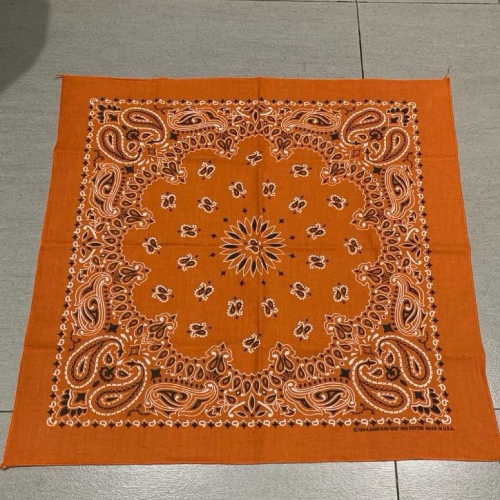 Bandana Paisley Orange Hav a Hank Made in USA RN15187 Classic Vintage 100% Import