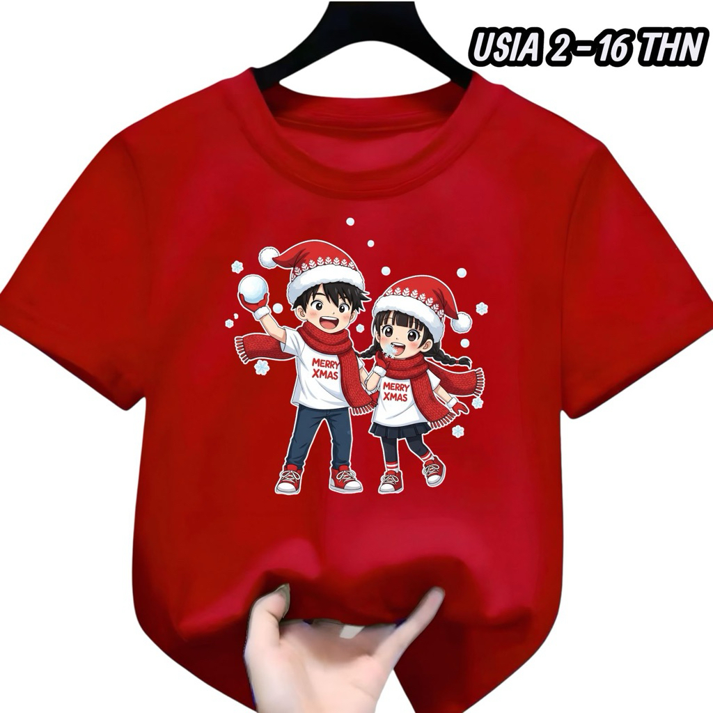 *NC.KIDS*Kaos Anak NATAL MERRY XMAS Perempuan Laki-Laki Unisex Ideal Usia 2-16 Tahun / Baju Anak Nat