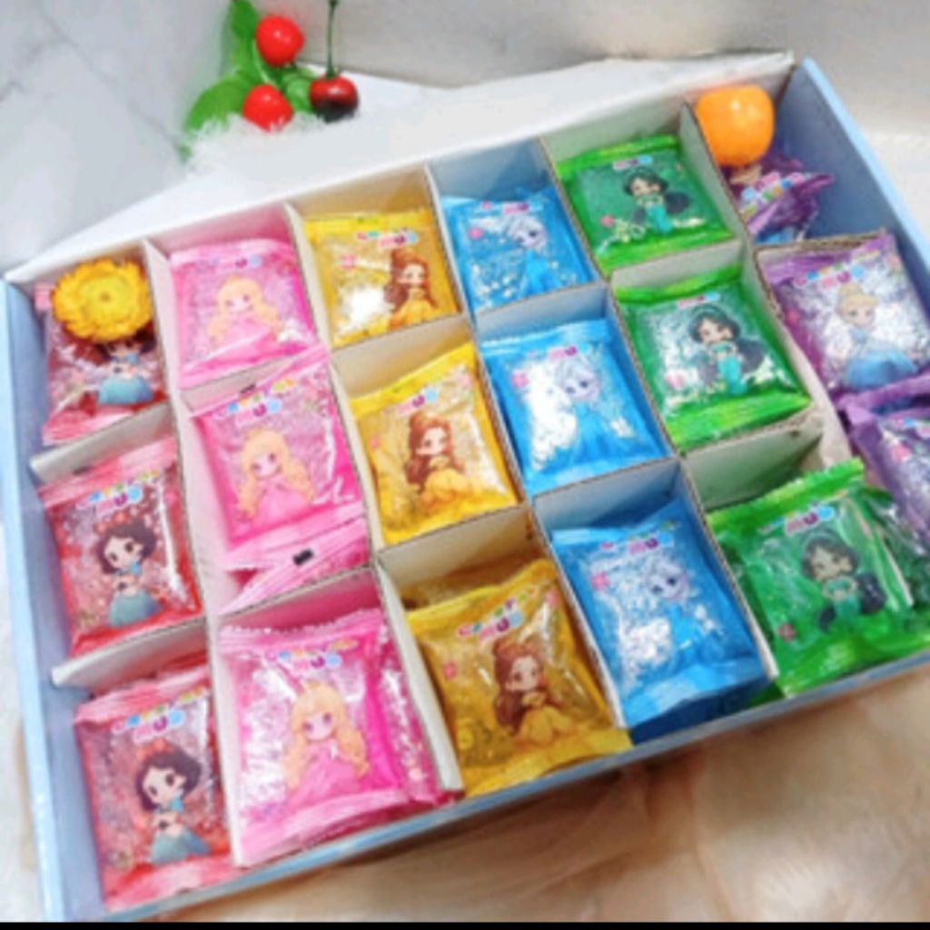 6 pcs mainan slime crystal mud/slime sachet/slime bantal