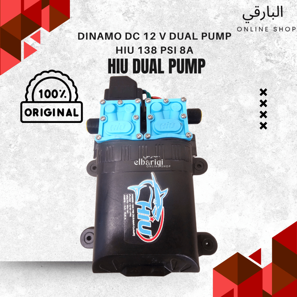 Dinamo pompa hiu dobel pump dual pompa air dc 12 volt 12 LPM 138 PSI HIU