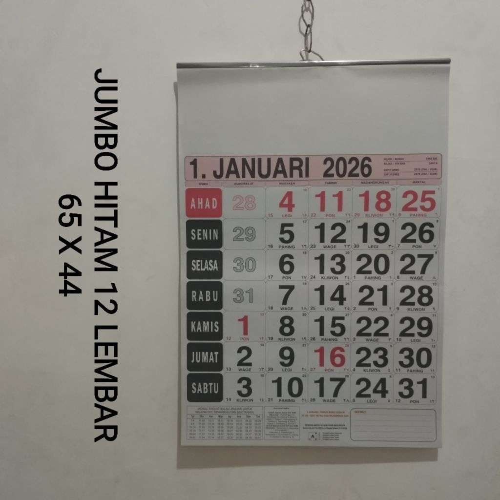 Kalender Almanak Dinding 2026 Kalender Jumbo 2026