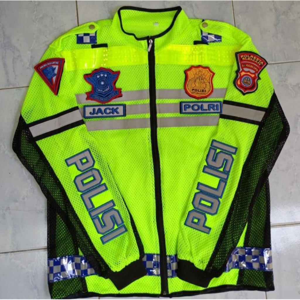 Jaket Jaring bordir polisi full atribut