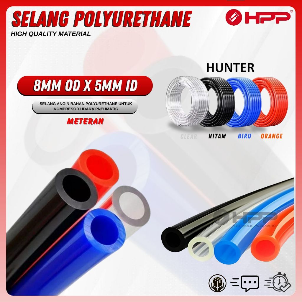 Selang polyurethane PU OD 8mm to ID 5mm to 1meter