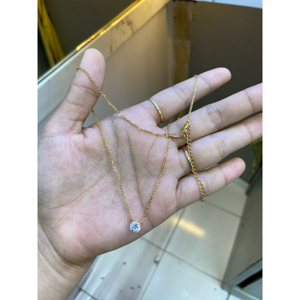 kalung nagita solitaire/mata satu model terbaru emas 375%/8k