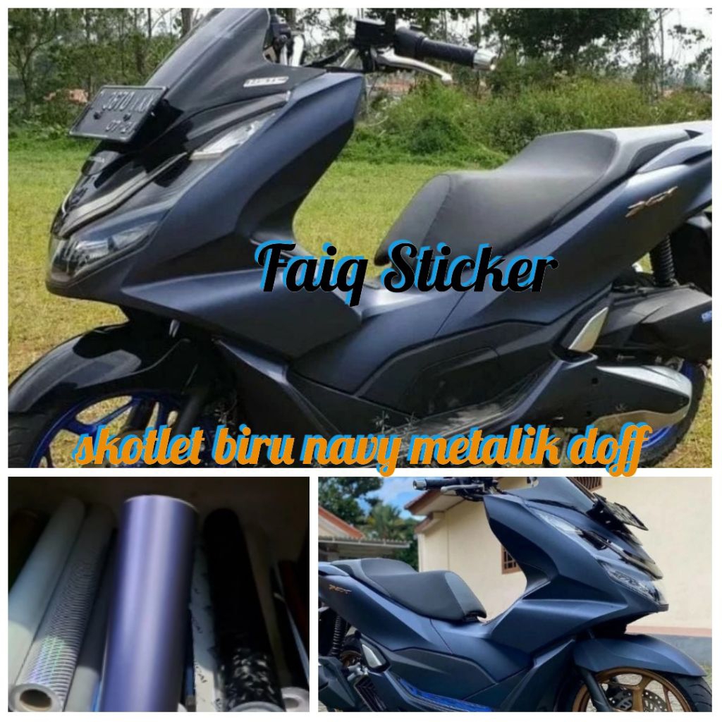 sticker skotlet warna biru navy metalik doff skotlet motor