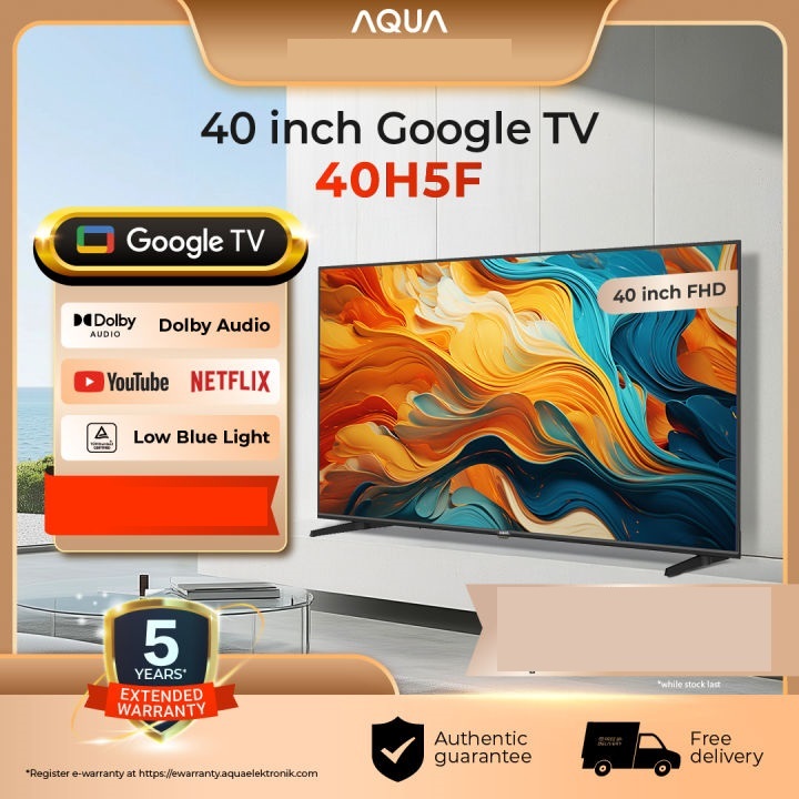 [KARGO] AQUA 40 Inch Google TV FHD HDR | Smart TV |  Digital TV | 40H5F | Browser/Netflix/YouTube | 