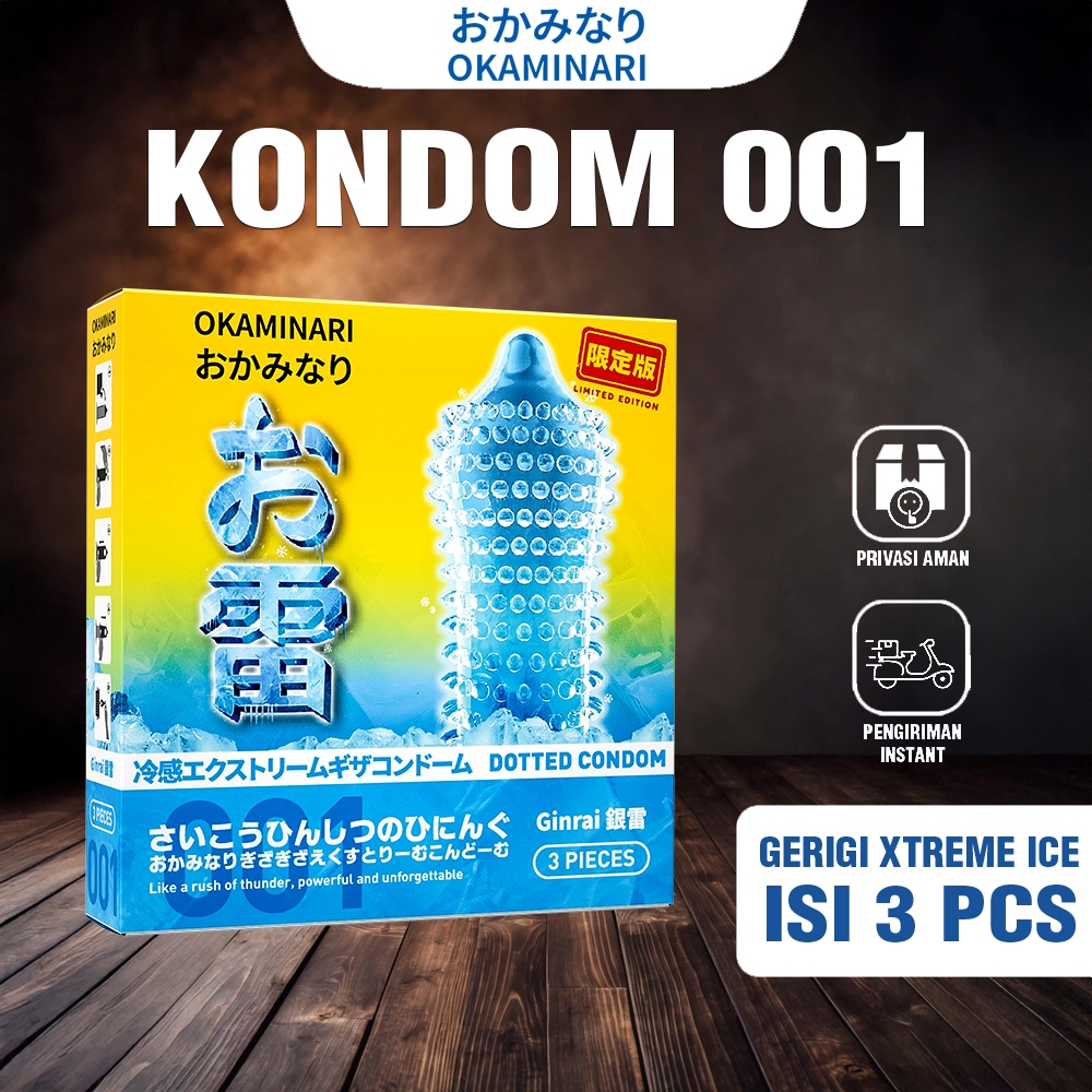 Kondom 001 Okaminari Ginrai Gerigi Extreme Ice Sensasi Dingin - Box isi 3Pcs
