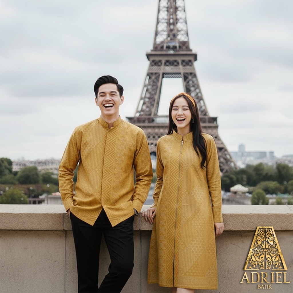 KOKO FAHMI BATIK TULIS PREMIUM - Kemeja Tunik Batik Kuning Premium Solo Murah Regulerfit Lengan Panj