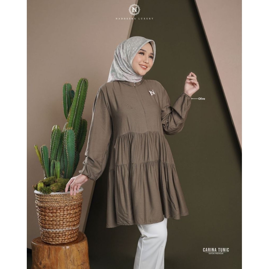 CARINA TUNIC BY NADHEERA LUXURY √ tunik polos √ Tunik nadheera √ Tunik rayon
