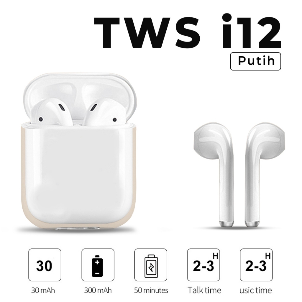Headset Bluetooth i12 TWS Earbuds iOS Android HEADSET BLUETOOTH i12