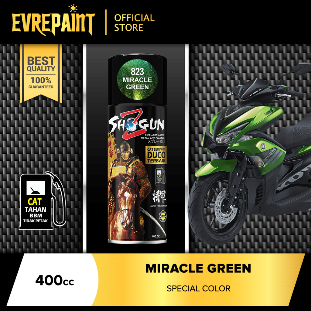 Pilox Pilok Pylox Shogun Z Paint Paket Cat Semprot Motor Hijau Emas Bunglon Miracle Green 823