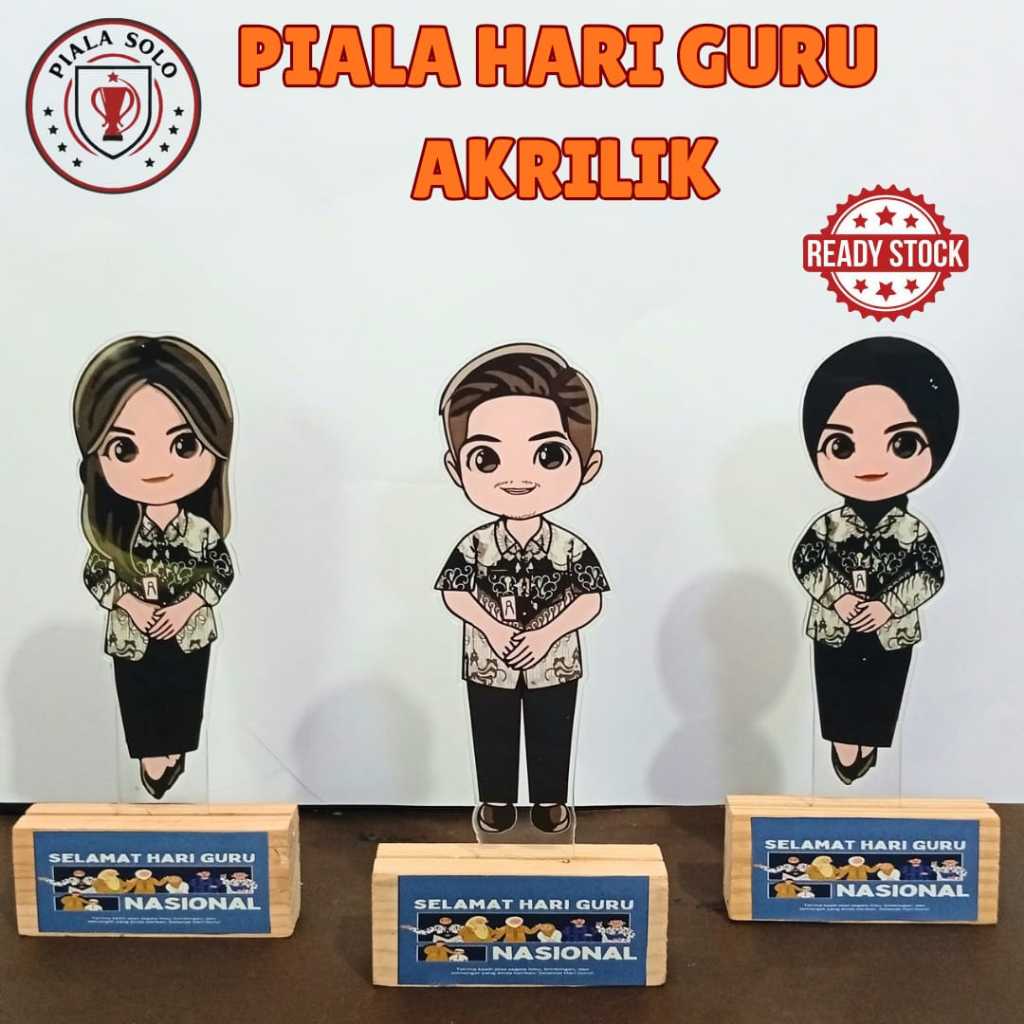 Piala Guru Batik PGRI KecilTatakan Kayu Piala Hari Guru Custom Tulisan