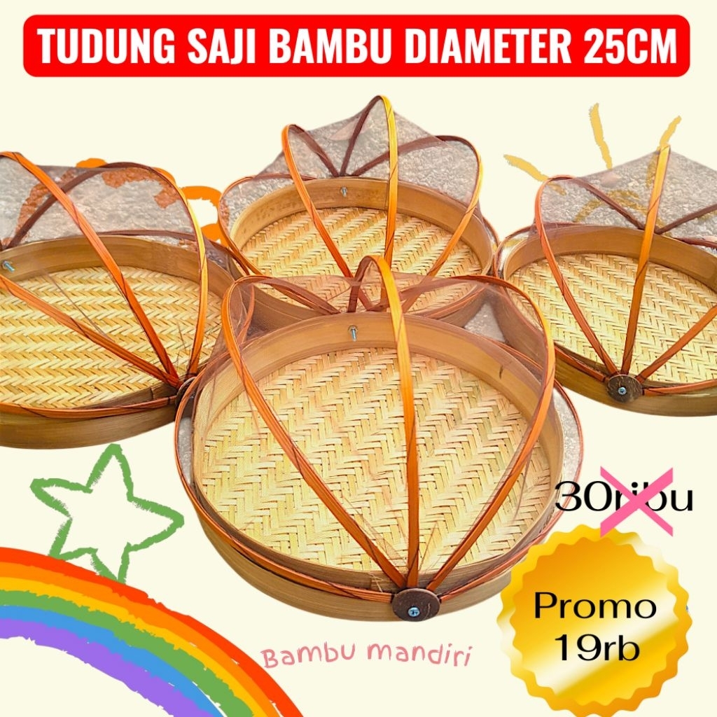 Tudung Saji Bambu Diameter 25cm / Wadah Makanan Tudung Saji Bambu