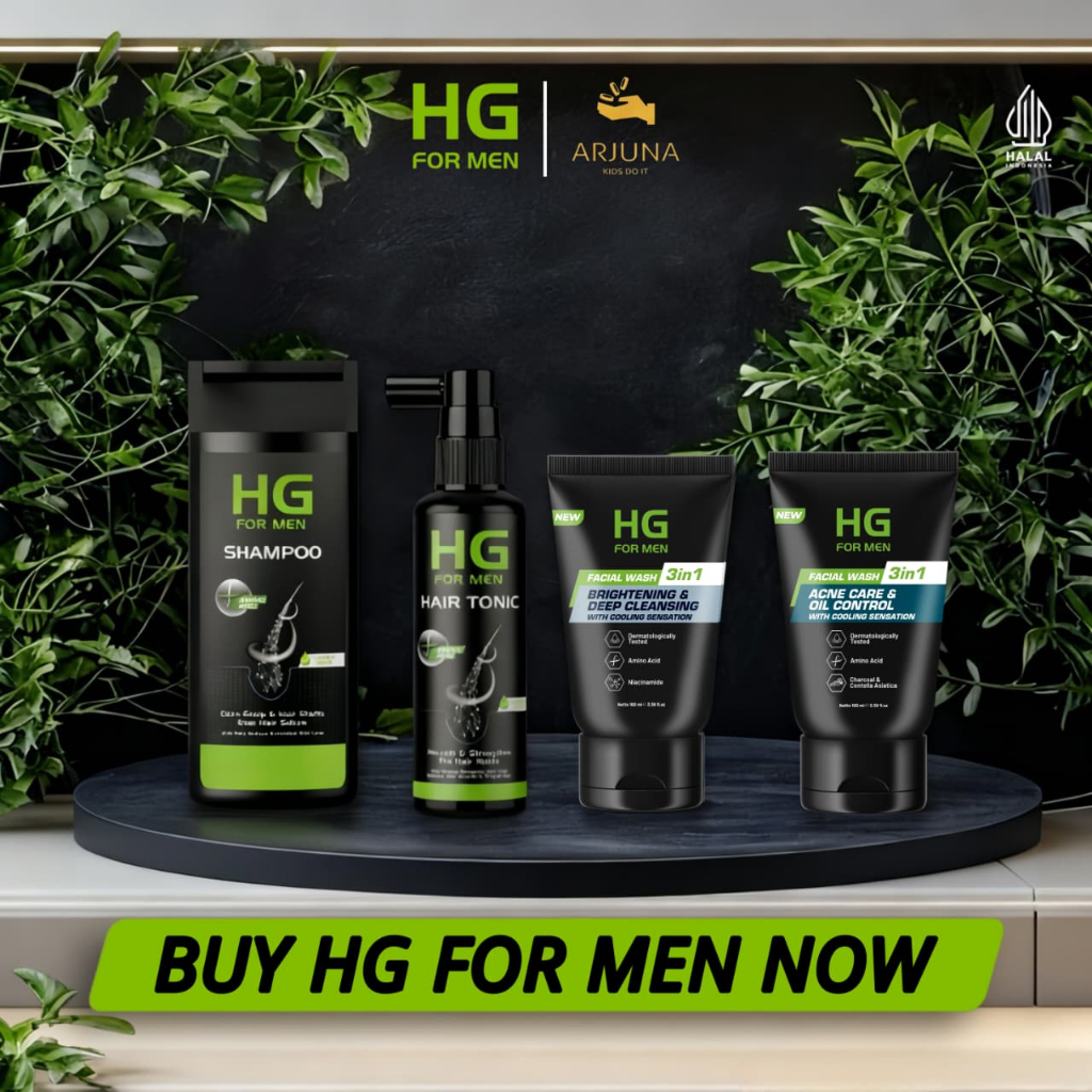 ARJUNA NATUR HG TONIK / HG FACIAL FOAM MEN / HG SHAMPOO FOR MEN / HG FACIAL WASH KT5