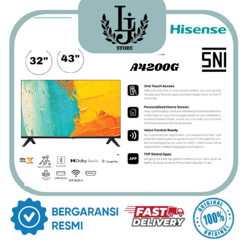 TV LED HISENSE 32A4200G/43A4200G LED TV Android Hisense 32 IN/43 IN TV Hisense